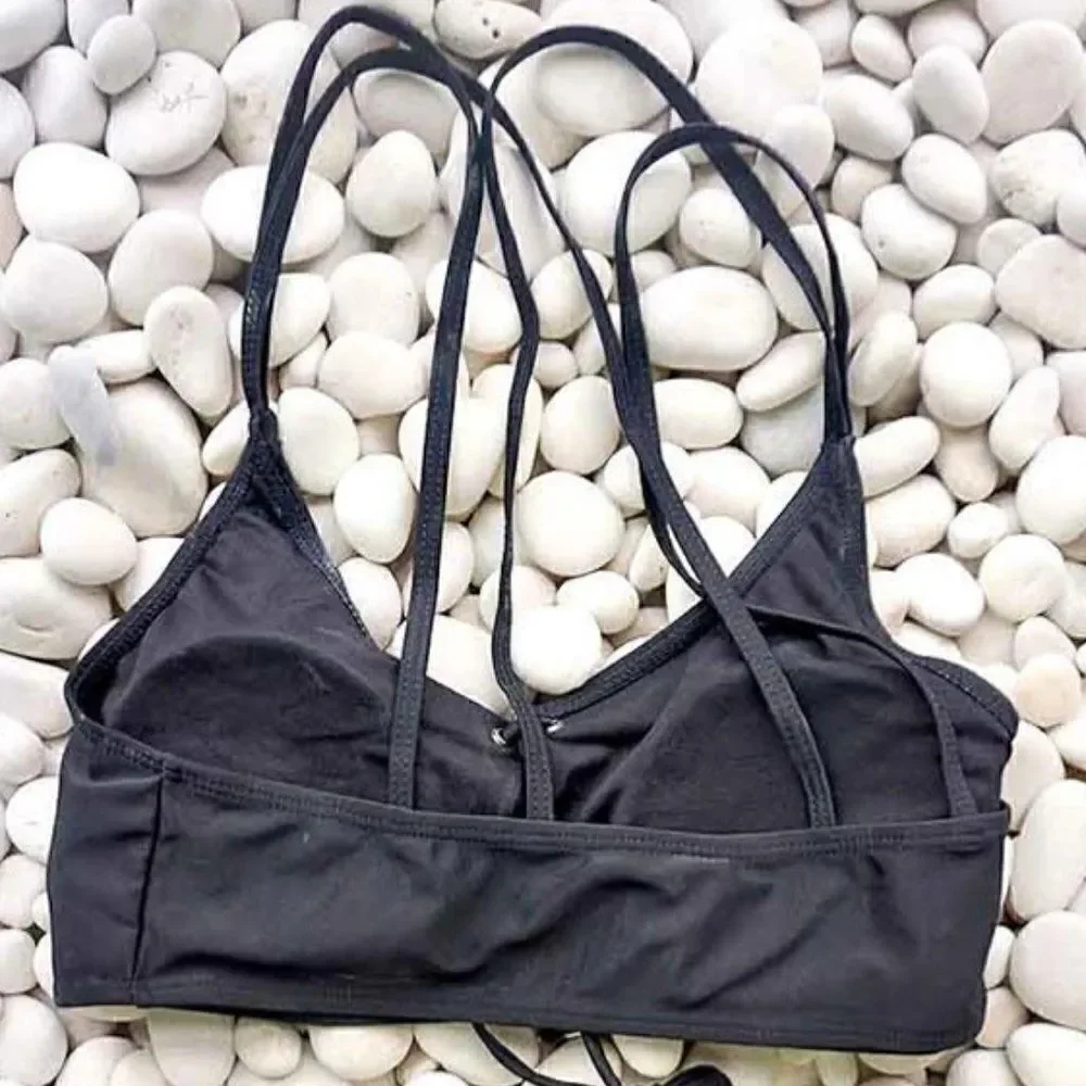 Lace Up Racer Front Bikini Swimsuit Two Piece Set Small NWT